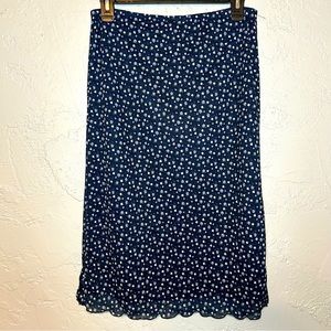 Vtg Blue Floral Midi Skirt